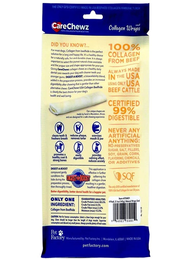 Pet Factory CareChewz Collagen 6-7" Small Wraps Dog Chew Treats - Natural Flavor, 4 Count/1 Pack - Image 2